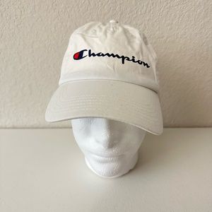 CHAMPION Ivory / White Logo Dad Hat Strapback Unisex